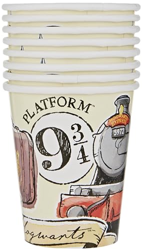 Unique 23566 Pappbecher, 266 ml, Harry Potter, Party-Set, mehrfarbig, 8 Stück von Unique