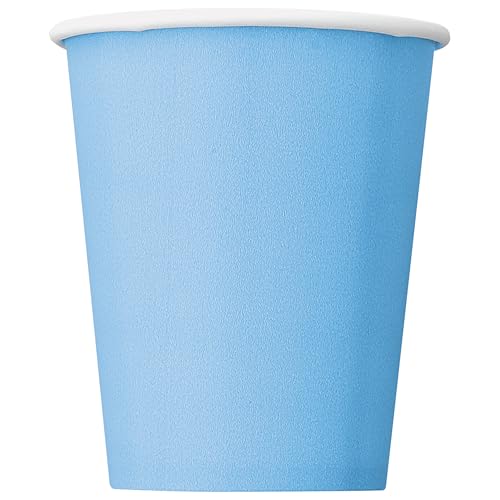 Unique 30902EU - Plastikfreie Papierbecher – 266 ml – Farbe Hellblau – 8 Stück (1 Stück) von Unique