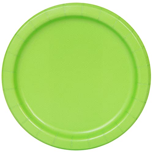 Unique 31374EU Umweltfreundliche Pappteller-18 cm-Limettengrüne Farbe-Packung mit 8 Stück, Lime Green, Pack of 8 von Unique