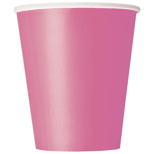 Unique 31436EU Plastikfreie Papierbecher – 266 ml – Farbe Dunkelrosa – 14 (1 Stück), Hot Pink von Unique