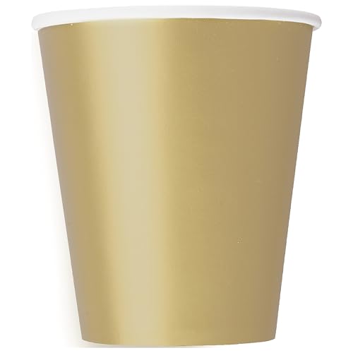 Unique 33246EU Plastikfreie Papierbecher – 266 ml – Farbe Gold – 14 (1 Stück) von Unique