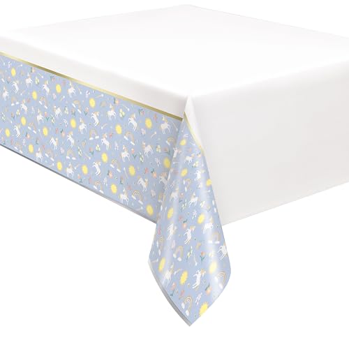 Unique 43363 Dainty Unicorn Short Fold Rectangular Foil Tablecover - (1 Piece) Tischdecke aus Kunststofffolie – 2,13 m x 1,37 m – Zierliche Einhorn-Party (1 Stück), Bedruckt, Mehrfarbig, 54" x 84" von Unique