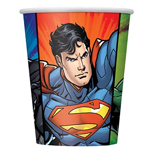 Unique 49966EU Justice League Papierbecher-266 ml Party-8er-Pack, Multicolour von Unique