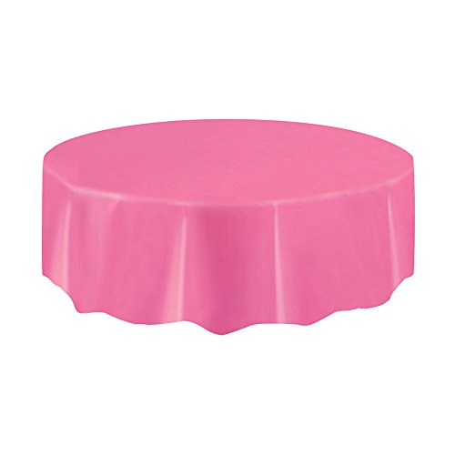 Unique 50335 Compact Pkg. Runde Kunststoff-Tischdecke, Knallpink (Hot Pink) von Unique