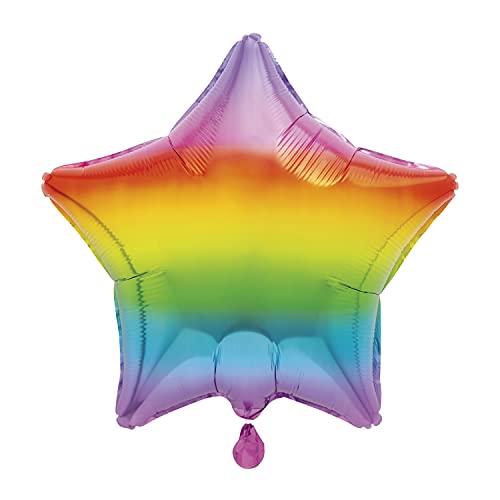 Unique 57600 Sternförmiger Partyballon-45 cm-Regenbogen-Verlaufsdesign, Multicolour, Large von Unique