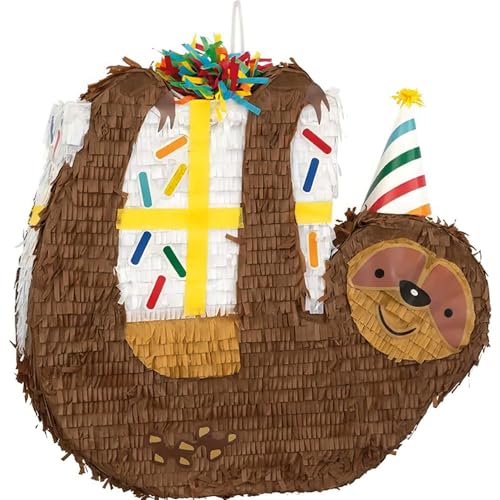 Unique 68181 Pinata aus Karton, 45,7 x 45,7 cm, Faultier-Form, 1 Stück von Unique