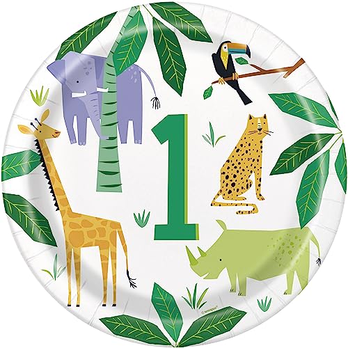 Unique 78355EU - Umweltfreundliche Pappteller-23 cm - Tiersafari-Party Animal Safari - 8 Stück (1 Packung) von Unique