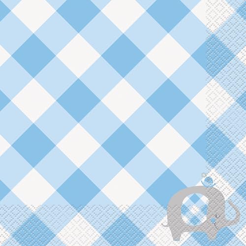 Unique 78392EU Papierservietten, 16,5 cm, blau, Elefant, Babyparty, 16 Stück, mehrfarbig von Unique