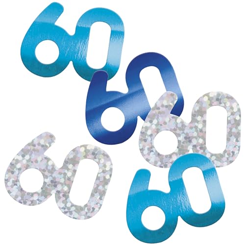 Unique 80566 Konfetti zum 60. Geburtstag, 14 g, glitzernd, Blau, 1 Stück von Unique