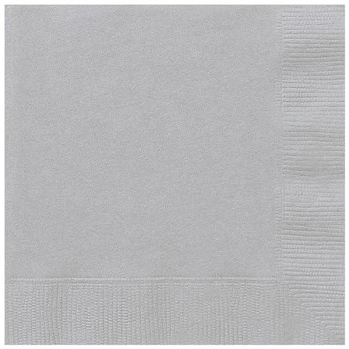 Unique 80802 - Papierservietten – 16,5 cm – Silber Farbe – 50 Stück (1 Stück) von Unique