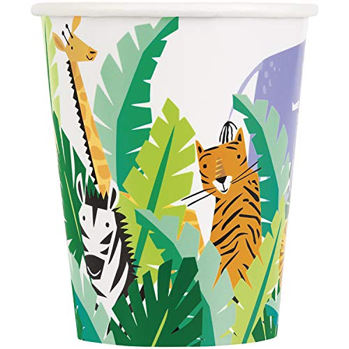 Unique Party 82211 - Papierbecher - 266 ml - Tiersafari-Party - 8er-Pack von Unique