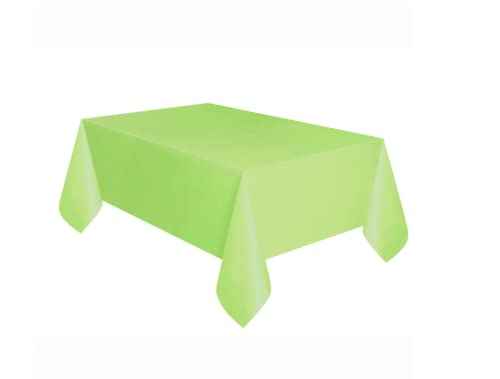 Unique UK Solid Limettengrüne Kunststoff-Tischdecke, kurz gefaltet, rechteckig, 137 x 274 cm, 1 Stück, Elegante und langlebige Tischdecke für Partys, Veranstaltungen und Zuhause von Unique