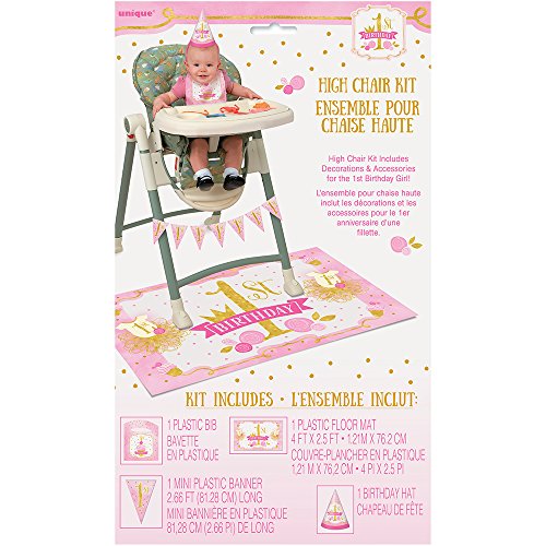 Unique Servietten zum 1. Geburtstag, für Mädchen, in Rosa und Gold Highchair Kit 4 ct Rosa und Gold von Unique