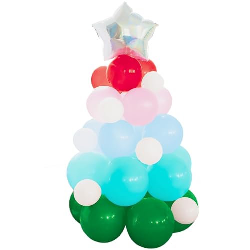 Weihnachtsbaumförmiger Folien- und Latexballon-Mittelstück – (46 Stück) – perfekte Dekoration für die Weihnachtszeit von Unique