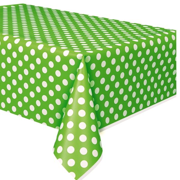 grüne Tischdecke mit weißen Punkten aus Folie, 1,4 × 2,7 m, abwischbar von Unique
