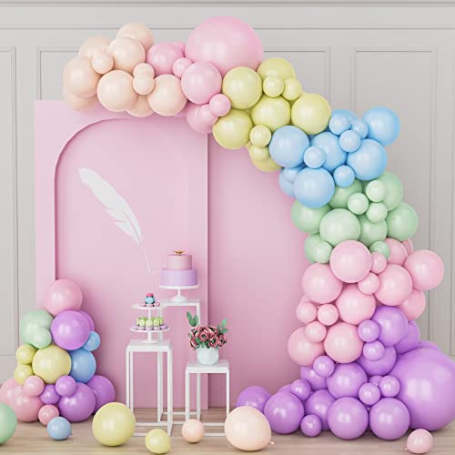 Pastell Ballonbogen Set, 164 teiliges Macaron Rosa Lila Blau Gelb Grün Orange Ballon girlanden Set, Latex Pastell Regenbogen Ballon DIY Kit für Jungen Mädchen Geburtstagsfeier Hochzeitstage Babyparty von Unisun