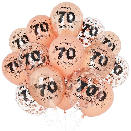 Unisun 70. Geburtstag Luftballons, 70 Jahre Geburtstag Dekorationen für Frauen Mädchen, Happy Birthday Rose Gold 70 Jahrestag Ballons Deko für Geburtstag Party Supplies von Unisun