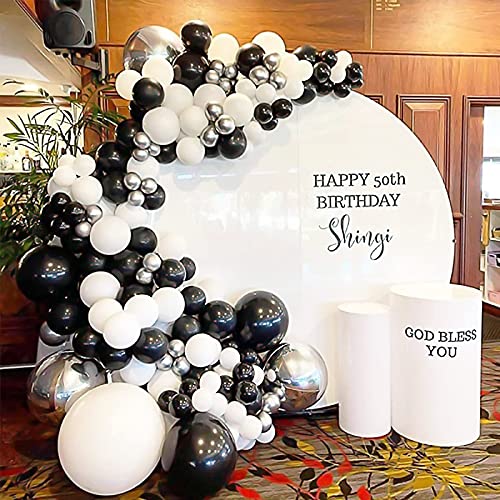 Unisun Black and Silver Balloons Garland Arch Kit 79-teilig, Black Achat Marmorballon 4D Silberfolienballons Dekorationen für Geburtstagsfeier, Hochzeit, 1. Babyparty, Abschlussfeier, Jubiläumsfeiern von Unisun