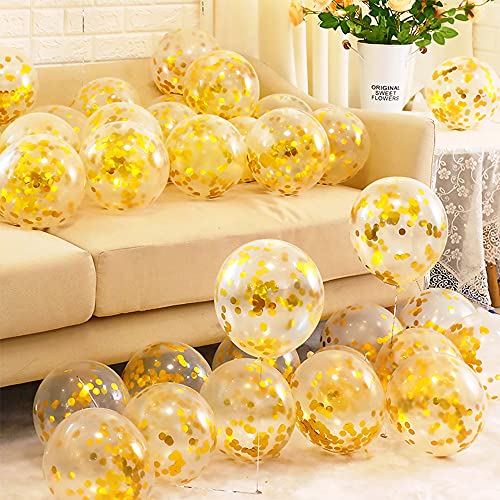 Unisun Konfetti Luftballons, 20 Stück Golden Pailletten Ballons Set 12 Zoll Latex Party Ballon für Geburtstag Hochzeit Baby Shower Jubiläum Feiern Partydekorationen von Unisun