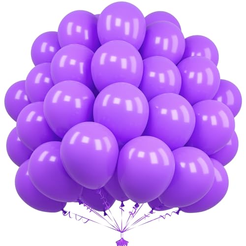 Unisun Lila Luftballons, 50 Stück 12 Zoll Mette Lila Luftballons, Latex Dunkellila Luftballons für Männer Jungen Geburtstagsfeier Braut Babyparty Hochzeit Abschlussfeier Jubiläum Festival Dekorationen von Unisun