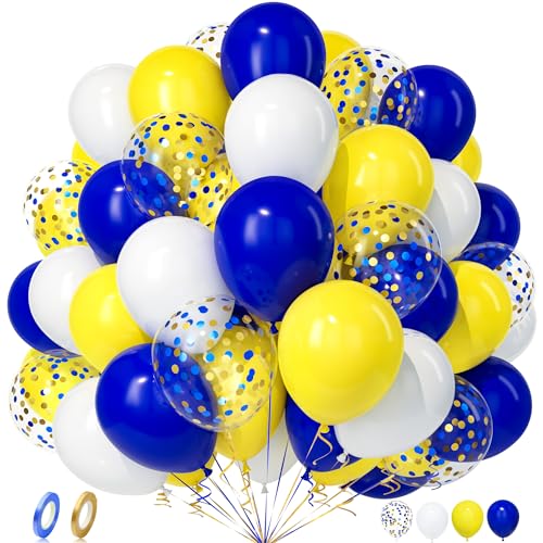 Unisun Luftballons Blau Gelb Weiß, 50 Stück Latex Ballons Gelb Dunkelblau Gold Konfetti Luftballon Junge Männer Kind Geburtstag Jubiläum Hochzeit Verlobung Abschlussfeier Valentinstag Brautparty Deko von Unisun