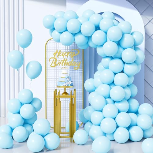 Unisun Luftballons Blau Pastell, 100Stück 10Zoll Macaron Baby Blau Latex Ballons Girlande Männer Junge Kind Gender Reveal Baby Shower Geburtstag Hochzeit Jahrestag Verlobung Valentinstag Jubiläum Deko von Unisun