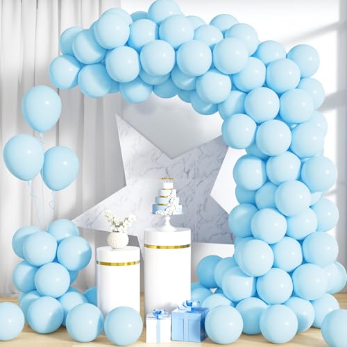 Unisun Luftballons Blau Pastell, 100Stück 10Zoll Macaron Baby Blau Latex Ballons Girlande Männer Junge Kind Gender Reveal Baby Shower Geburtstag Hochzeit Jahrestag Verlobung Valentinstag Jubiläum Deko von Unisun