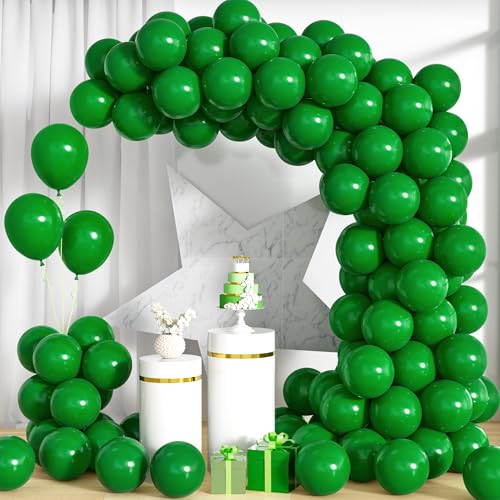 Unisun Luftballons Grün, 100Stück 10Zoll Matt Grüne Dunkelgrün Latex Ballons Girlande Männer Junge Kinder Geburtstag Hochzeit Jahrestag Verlobung Valentinstag Jubiläum Abschlussfeier Christmas Dekor von Unisun