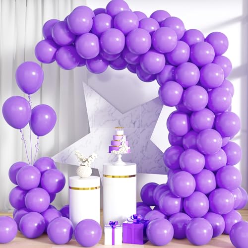 Unisun Luftballons Lila, 100Stück 10Zoll Matt Violett Latex Ballons Girlande Frauen Männer Kind Geburtstag Hochzeit Jahrestag Verlobung Valentinstag Jubiläum Braut Bachelor Party Halloween Dekorations von Unisun