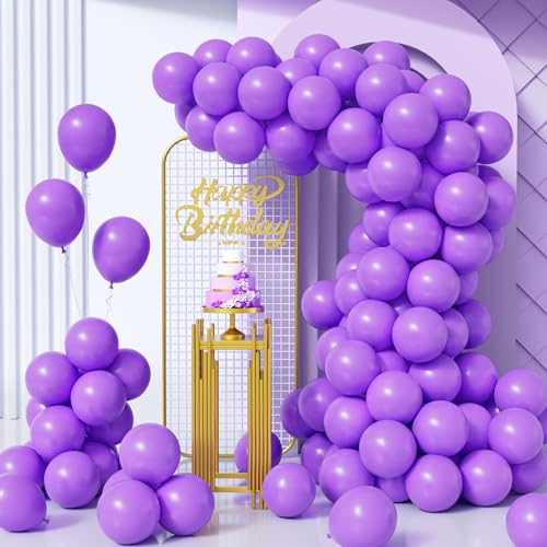 Unisun Luftballons Lila, 100Stück 10Zoll Matt Violett Latex Ballons Girlande Frauen Männer Kind Geburtstag Hochzeit Jahrestag Verlobung Valentinstag Jubiläum Braut Bachelor Party Halloween Dekorations von Unisun