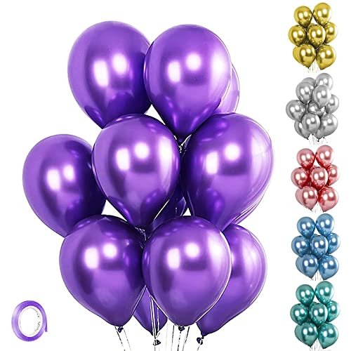 Unisun Luftballons Metallic, 20 Stück 12 Zoll Dick Chrom Metallic Lila Ballons Helium Glänzender Ballon für Geburtstag Baby Shower Hochzeitstag Festival Karneval Partydekorationen (Lila) von Unisun