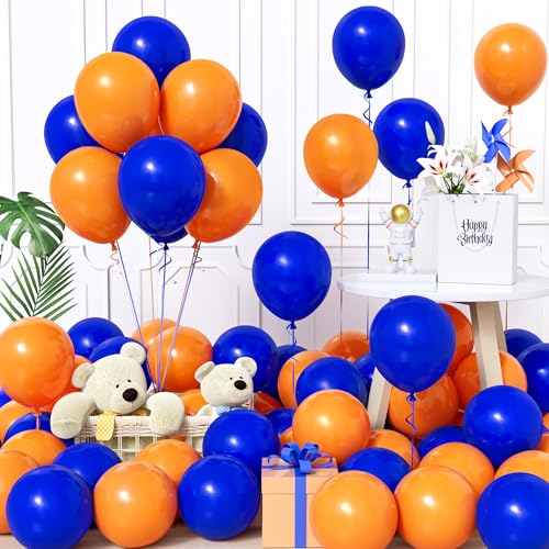 Unisun Luftballons Orange und Blau, 60Stück 12Zoll Ballons Matt Blau Orange Latex Luftballon Jungen Männer Kinder Babyparty Geburtstag Hochzeit Jubiläum Abschlussfeier Verlobung Bachelor Party Deko von Unisun