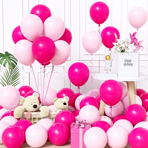 Unisun Luftballons Rosa, 60Stück 12Zoll Ballons Matt Fuchsia Pink Pastell Rosa Latex Luftballon Mädchen Frauen Kinder Babyparty Geburtstag Hochzeit Jubiläum Abschlussfeier Verlobung Bachelor Deko von Unisun