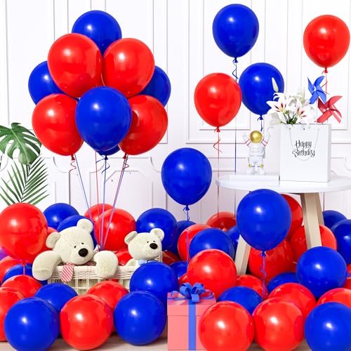 Unisun Luftballons Rot und Blau, 60Stück 12Zoll Ballons Matt Dunkel Blau Rot Latex Luftballon Frauen Männer Kinder Babyparty Geburtstag Hochzeit Jubiläum Abschlussfeier Verlobung Bachelor Dekor von Unisun