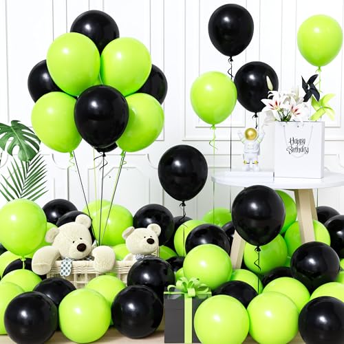 Unisun Luftballons Schwarz und Grün, 60Stück 12Zoll Ballons Matt Fruchtgrün Schwarz Latex Luftballon Junge Männer Kind Babyparty Geburtstag Hochzeit Jubiläum Abschlussfeier Verlobung Bachelor Deko von Unisun