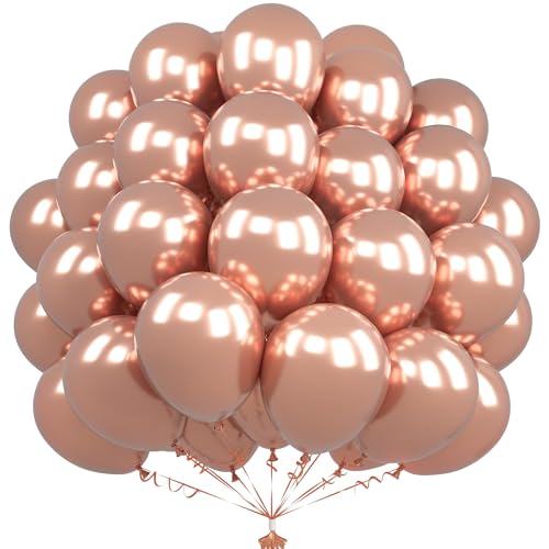 Unisun Metallische Roségold Luftballons, 50 Stück 12 Zoll Chrom Roségold Luftballons, Latex Roségold Ballons Für Frauen Männer Jungen Geburtstagsfeier Hochzeit Verlobung Abschlussfeier Jahrestag Deko von Unisun