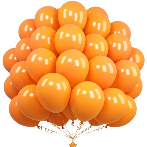 Unisun Orange Luftballons, 50 Stück 12 Zoll Mette Orange Luftballons, Latex Orange Luftballons für Frauen Mädchen Geburtstagsfeier Halloween Babyparty Hochzeit Abschlussfeier Jubiläum Picknick Deko von Unisun