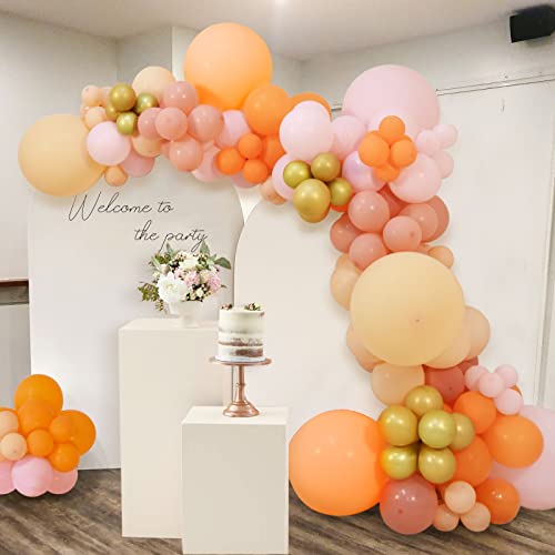 Unisun Orange Rosa Aprikose Luftballon Girlanden Kit, 133 Stück Retro Metallisch Gold Latex Helium Abbaubare Ballons für Geburtstag Baby Shower Hochzeit Taufe Jubiläum Party Dekoration von Unisun