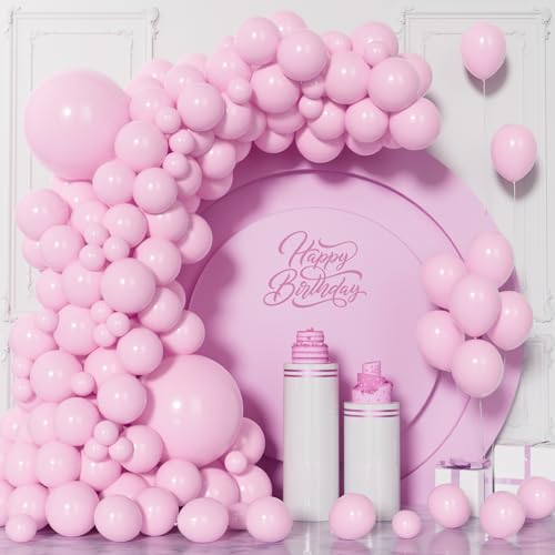 Unisun Pastell Rosa Luftballons, 130 Stück Macaron Rosa Ballon Girlanden Bogen Set, 5/9/10/12/18 Zoll Baby Rosa Ballon Für Frauen Mädchen Geburtstag Hochzeit Geburtstag Babyparty Jahrestag Braut Deko von Unisun