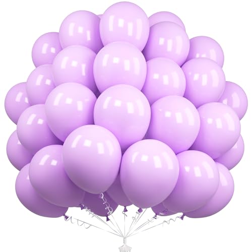 Unisun Pastelllila Luftballons, 50 Stück 12 Zoll Macaron Lila Ballons, Lila Ballons Für Frauen Mädchen Geburtstagsfeier Braut Babyparty Hochzeit Junggesellinnenabschied Abschlussfeier Jahrestag Deko von Unisun