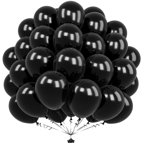 Unisun Schwarze Luftballons, 50 Stück 12Zoll Schwarze Luftballons, Schwarze Luftballons Für Männer Frauen Geburtstagsfeier Babyparty Hochzeit Halloween Neujahr Abschlussfeier Festival Jahrestag Deko von Unisun