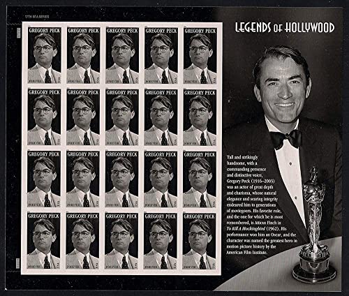 Gregory Peck Legends of Hollywood Bogen mit 20 aktuellen First Class Stamps Scott 4526 von United States Postal Service