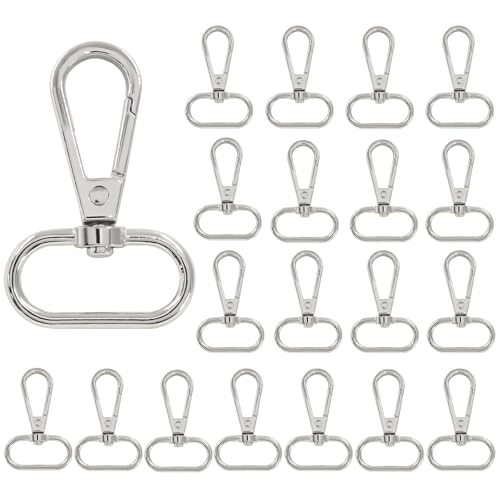 Unlorspy Karabinerverschlüsse mit ovalem Ring, drehbar, 2,5 cm Innendurchmesser, Drehverschluss, Metall-Karabinerhaken für Geldbörse, DIY, Schlüsselanhänger, Tasche, Teil (25 mm, Silber), 20 Stück von Unlorspy