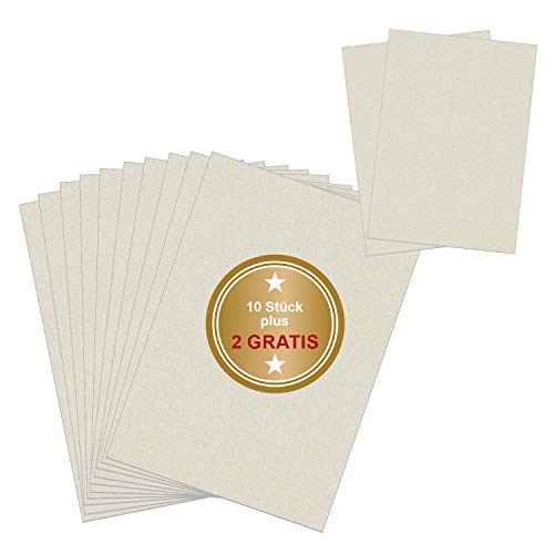 10 plus 2 GRATIS helle Graupappe - Dicke ca. 1,5 mm, Größe echtes DIN A4, als Bastelkarton, Scrapbooking und mehr von Unser-Festtag