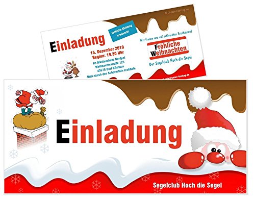 Einladungen für Weihnachtsfeier Männer Frauen Erwachsene lustig originell - mit Wunschtext - 5 Karten, Größe 21 x 9,9 cm von Unser-Festtag