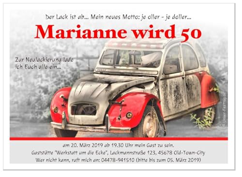 Einladungskarten für Erwachsene, JEDES Alter möglich, lustig originell 30 50 70 - runder Geburtstag, 50 Karten - 17 x 12 cm von Unser-Festtag