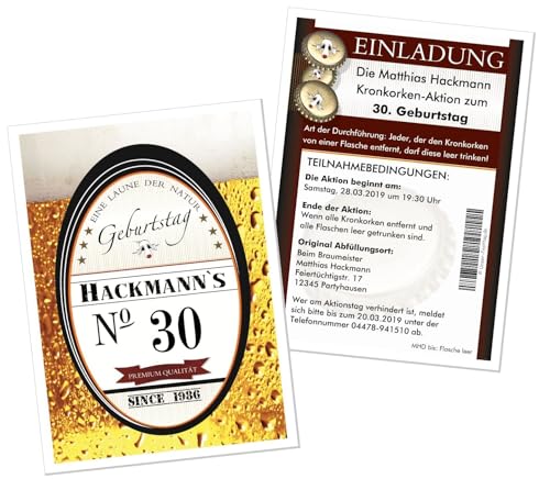 Geburtstagseinladung für jedes Alter - eigener Text wird eingedruckt, lustig und originel, 60 Karten 17 x 12 cm groß von Unser-Festtag