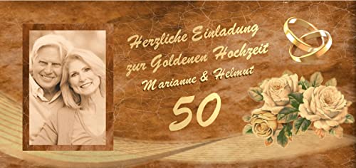 Unser-Festtag 40 wunderschöne Einladungen für die 50 jährige Hochzeit. Ihr eigenes Foto und Wunschtext auf der Karte. 40 Stück. von Unser-Festtag