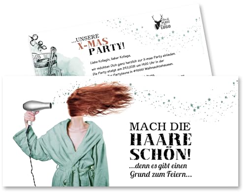 Unser-Festtag Einladungen Weihnachtsfeier Betrieb kleine oder große Firma geschäftlch Friseur Kosmetik (50 Karten) von Unser-Festtag