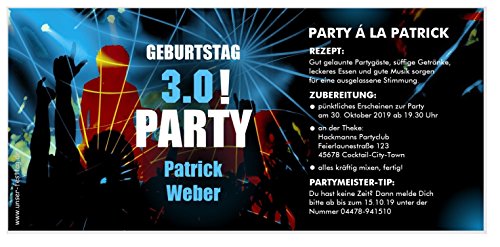 Unser-Festtag Einladungskarte Clubparty für Männer Geburtstagseinladungen runder Geburtstag lustig - mit Spruch - 40 Karten von Unser-Festtag